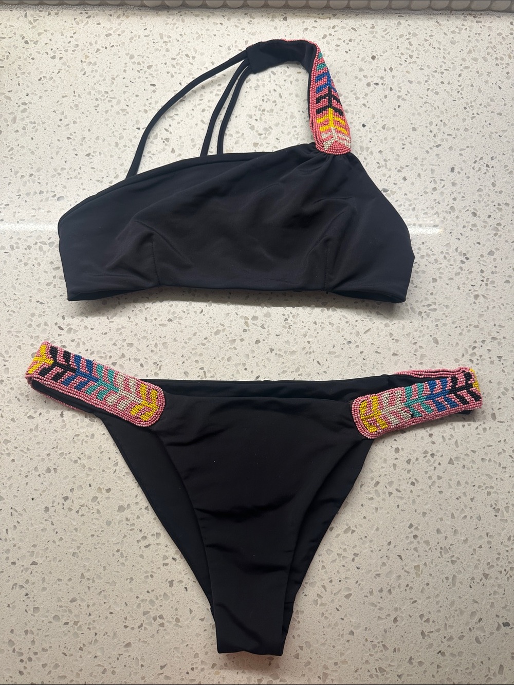 Mara Hoffman beaded bikini black size small
